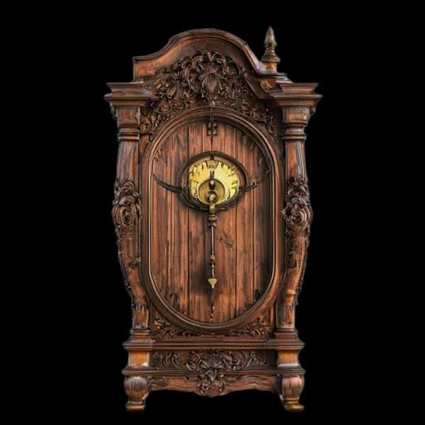 Premium 3D Model Of An Ornate Vintage Grandfather Clock, Polished Mahogany Wood