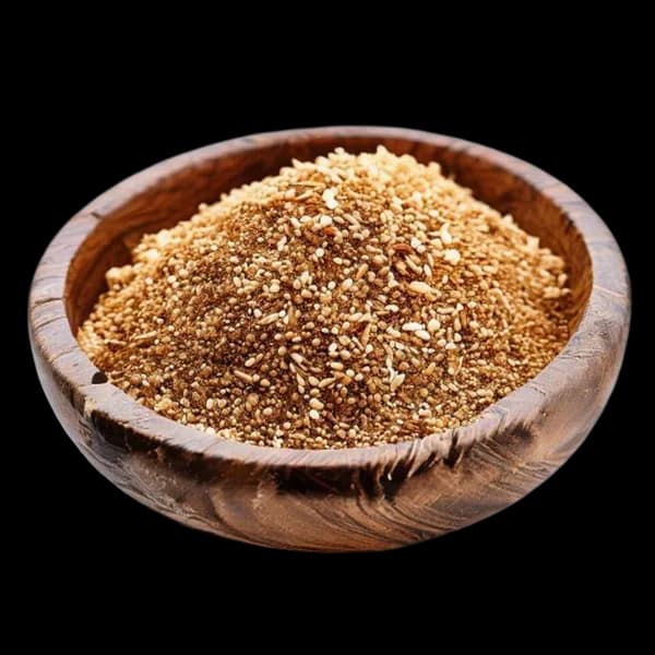 Premium Studio Shot Of Chaat Masala Whole And Powder Form In Rustic Wooden Bowl