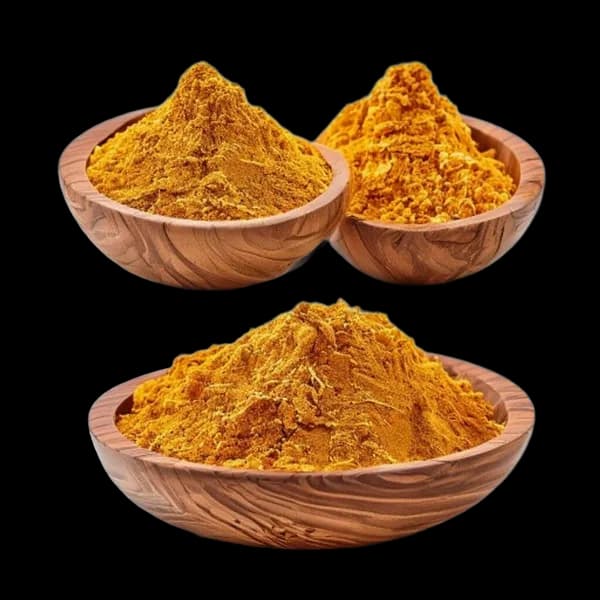 Realistic Saffron Ingredient Showcase Whole And Powder Together Front View Side