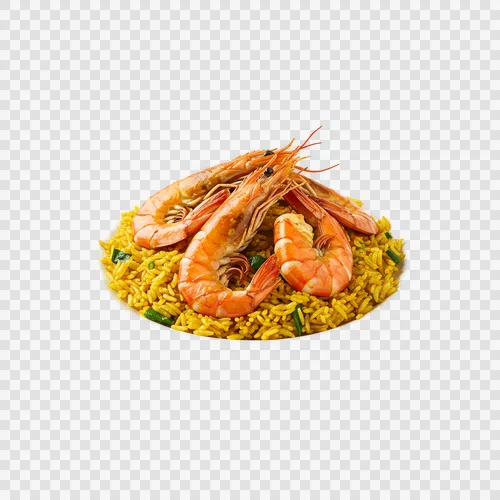 Camarones Kabsa Arroz Aromático Langostinos Grandes a la Parrilla Transparente P