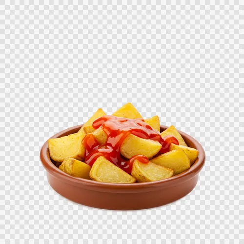 Spanish Patatas Bravas Fried Potatoes Spicy Sauce Transparent JPG Image