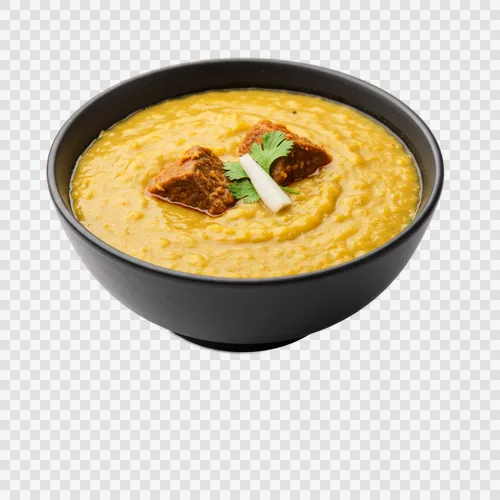 Haleem Paquistanês Picante Espesso de Lentilha e Carne Transparente