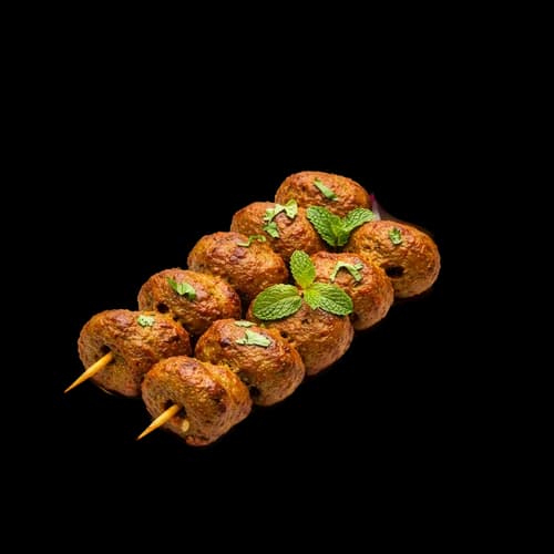 Spicy Pakistani Seekh Kebab Skewers Mint Chutney Transparent JPG Image