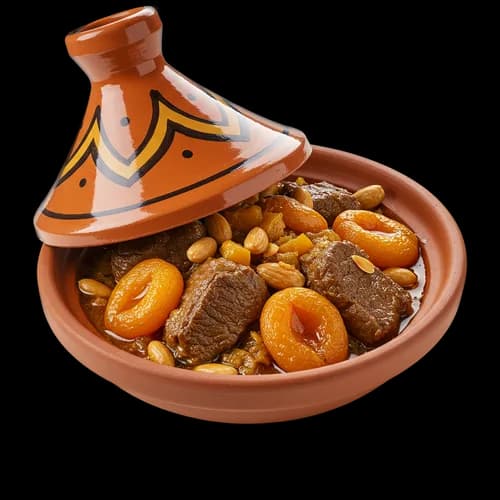 Traditional Moroccan Tagine Lamb Apricots Almonds Transparent JPG Image