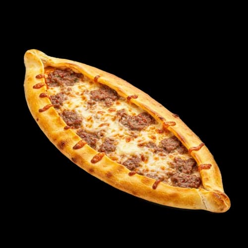Turkish Pide Flatbread Cheese Minced Meat Topping Transparent JPG Image